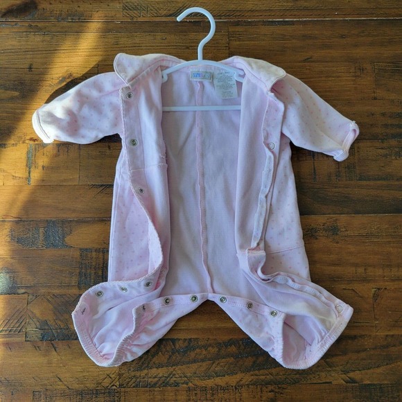 McBaby Vintage Light Pink W/ Hearts & Animals Collared Sleep Sack Button Up - Picture 8 of 11